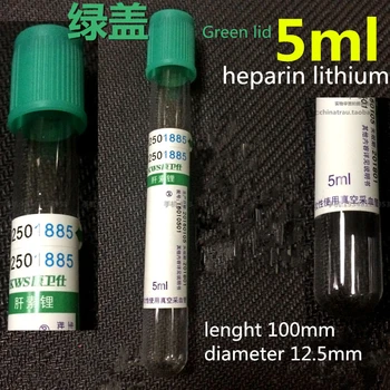 Medicininė, Vienkartiniai Dulkių kraujagyslių heparino ličio 5ml žalios spalvos kepuraitė su antikoaguliantu, biocheminiai vamzdis Žalioji Laboratorija dangtis