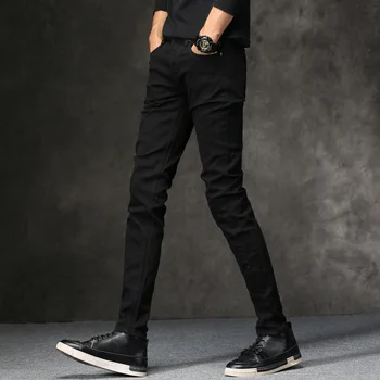 2019 m. rudenį naujų atvykimo aukštos kokybės atsitiktinis slim fit elastinga juoda džinsai vyrams ,vyriški pieštuku ,kelnes skinny džinsai vyrams