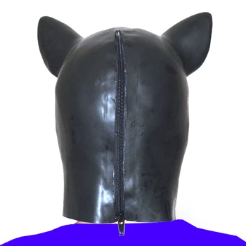Latekso gumos fetišas gyvūnų kaukė su nugaros užtrauktuku Skrybėlės gaubtu piggy cosplay aksesuaras vergas