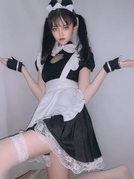 Seksualus Apatinis Trikotažas Cosplay Erotika Prijuostė Japonijos Tarnaitė Sekso Kostiumas Babydoll Moterų Nėrinių Apatinius Nustatyti Saldus Lolita Anime Suknelė