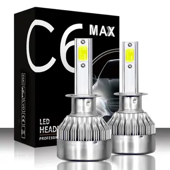 Atnaujintas C6MAX 72W Automobilių COB LED Žibintai Lemputės H1 H4 H7, H8/H9/H11 9005 9006 9012 H13 7600LM 6000K šaltai Balta 2VNT