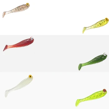 Nemokamas pristatymas 10vnt šviesos Žvejybos masalas 55mm Minkšti plastikiniai Fluorescencijos masalas t uodega mažos žuvys, bionikos, Lydekos, Karpis, Veržimo Priedai