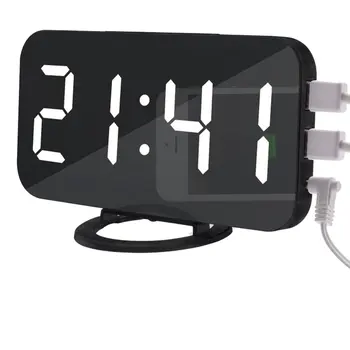 LED Laikrodis-Žadintuvas Dual USB Išėjimas Atidėti Veidrodėliai Skaitmeninis Laikrodis Kūrybos Laikrodis Indukcijos Reguliavimas Elektroninis Laikrodis
