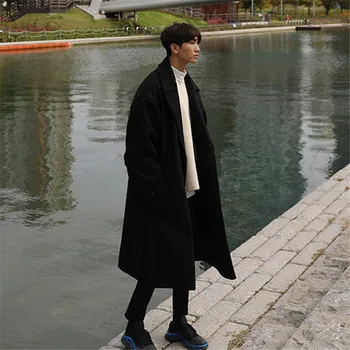 Plus Size 2020 Atsitiktinis Mens Ilgi Paltai Paltai Mados Korėjos Stiliaus Žiemos Prarasti Suknelė Kailis