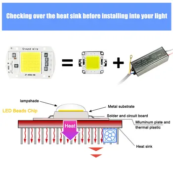 10 Vnt COB (Chip 10W 20W 30W 50W LED Lustas Lempa 220V 240V nereikia Vairuotojo Potvynių Šviesos Prožektorius Lampada 