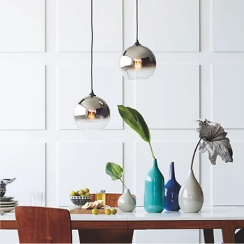 Šiuolaikinės Šiaurės šalių stiklo pakabukas šviesos diodų (LED) E27 gradiento spalvos loft kūrybos kabo lempa namų miegamąjį kambarį, restoranas, parduotuvė
