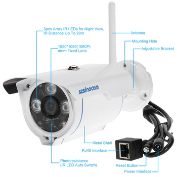 Szsinocam HD 1080P Belaidės IP Kameros Wifi 2.0 MP Naktinio Matymo P2P Vandeniui Priežiūros Onvif Tinklo CCTV Saugumo Kameros
