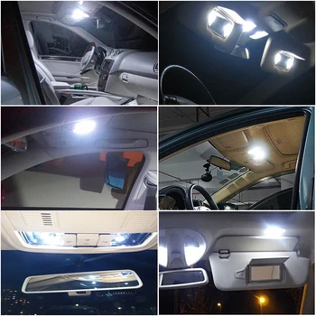 4x Automobilio Salono Apšvietimas 28mm 29mm 6614 LED Lemputės Pakeitimas Automobilių Kosmetinis Veidrodėlis Žibintai, Saulės Skydelis Lempa Balta