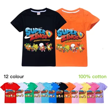 Vaikų Drabužiai, marškinėliai Mielas Animacinių filmų Super Zings Serie Spausdinti Viršūnes Tees Kūdikių Berniukų Mergina trumpomis Rankovėmis T-Shirt Bamblys Kostiumas