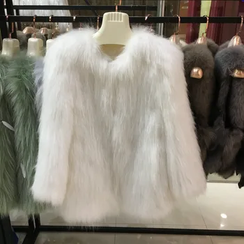 2020 M. 9 Spalvos Lady Visą Odos Fox Fur Poncho Žiemos Paltai Mados Pynimo Meškėnas Kailių Apsiaustu Atsitiktinis Ilgomis Rankovėmis Megztinis