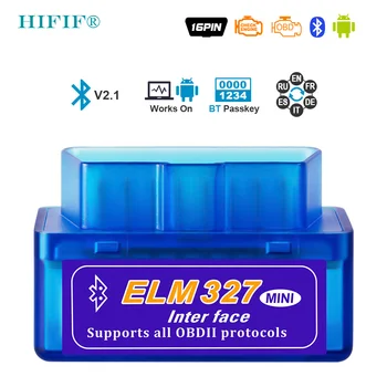 Mini ELM327 Bluetooth 2.0 Sąsaja V2.1 OBD2 OBD 2 Auto Diagnostikos Įrankis, ELM 327 Veikia 
