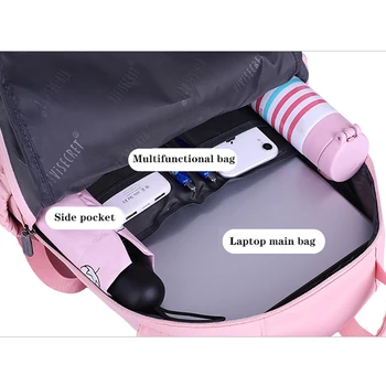 Naujas Nešiojamas, Moterims, Kuprinės, Išorinio USB Įkrauti Kompiuterį Bagpacks Anti-Theft Vandeniui Mokyklos Krepšys Paauglių Mergaičių Juoda