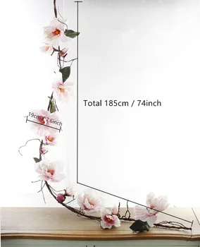 185cm Magnolija Vynuogių Šilko Dirbtinės Gėlės 