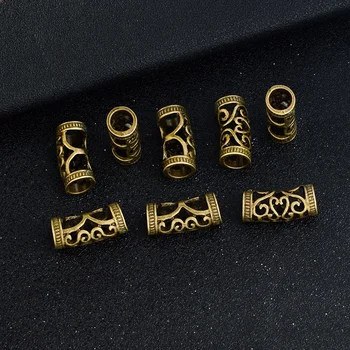 100vnt/set Tibeto Sidabro/Aukso Karoliukai, metalinės Dread Plaukų Lock Priedai Nerijos Manžetai Cornrows 8mm Skyle