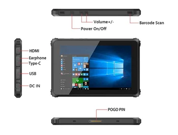 Geriausia 2020 K1081 Windows Tablet PC IP67 atsparus Vandeniui Patikima Karinio Netbook 10