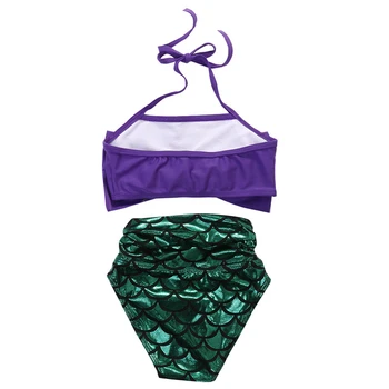 Merginos Undinė maudymosi kostiumėlį Vaikai 2 Gabalas Bikini Rinkiniai Vasaros Mielas maudymosi Kostiumėliai su Violetine Lankas Vaikų Kostiumas Paplūdimio Maudymosi Kostiumą Drabužių