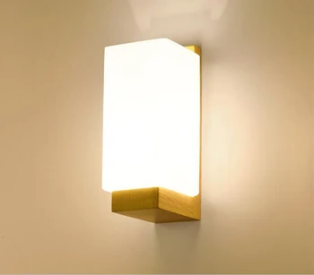 Moderni Medinė LED Sienos Lempos E26 E27 Lemputės sienos Žibintai Matinio Stiklo Namų gyvenamojo kambario, prieškambario, miegamojo