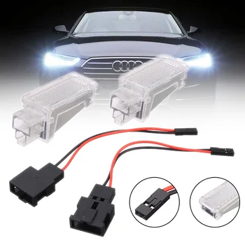 Pora 12V Automobilio LED Mandagumo Durų Projektoriaus Šviesos Snukio Lizdą Šviesos Dvasia, Šešėlis, Šviesos 6500K Lempa Balta Audi A3/A4/A6/VW/Skoda