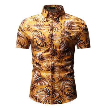 Marškinėliai vyrams Camisa Mados 2019 M. Vasarą Mens Atspausdinta marškinėliai trumpomis rankovėmis Mens suknelė marškiniai Aukštos kokybės