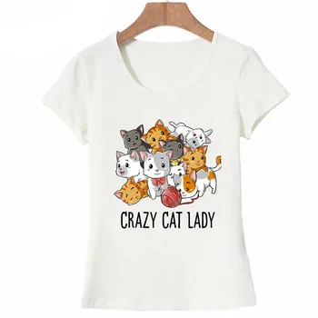 Crazy Cat Lady Marškinėliai Juokinga Katės Katytė Kačiukas Meme Dovanos T-shirt Kačių Mylėtojai Vasarą Mielas Moteris, T-Shirt Kietas Viršūnes Moterų Tees