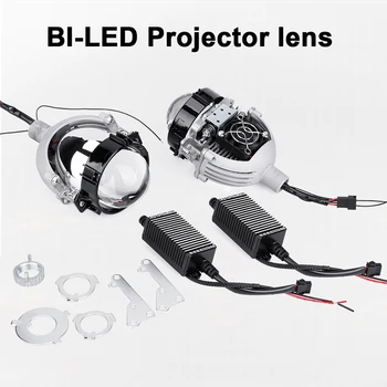 2X Auto Bi-LED Projektorius, 3 colių Lęšiai, LED Lempos Komplektai H4 Hi/Lo Pluošto 70W 9005 9006 H1 H7 automobilių žibintų įrengti Automobilių stiliaus KQ