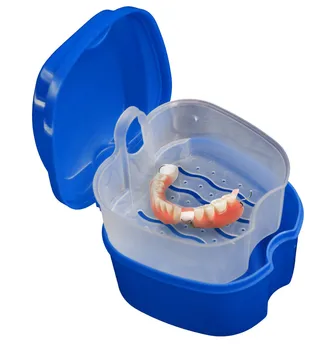 3PC dantų Protezų Vonia Langelį Atveju Dantų dirbtiniai Dantys Laikymo Dėžutė Su Kabinti Ju Konteineris Medicinos lygio PP