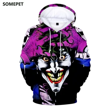 Joker 3D Spausdinimo Palaidinukė Hoodies Vyrų ir moterų Hip-Hop Juokinga Rudenį Streetwear Hoodies Palaidinukė Porų Drabužiai