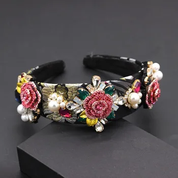 Mados perdėti universalus lankelis Naujas Baroko sunkus darbas prabangos spalvos, kalnų krištolas pearl gėlių, geometrinių headband797
