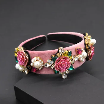 Mados perdėti universalus lankelis Naujas Baroko sunkus darbas prabangos spalvos, kalnų krištolas pearl gėlių, geometrinių headband797