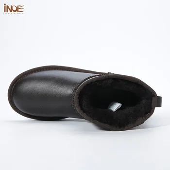 INOE klasikinis vandeniui avikailis odos, kailio pamušalu trumpas žiemos sniego batai moterims atsitiktinis žiemos kulkšnies batai juoda pilka 35-44