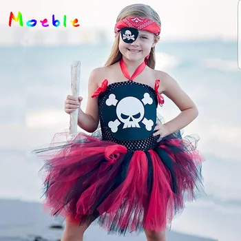 Kaukolės Modelis Mergaitė Piratų Kostiumų Tutu Suknelė Princesė Vasaros Suknelė Kūdikiams, Vaikams, Suknelės, Šaliai, Vaikų Cosplay Kostiumai Helovinas