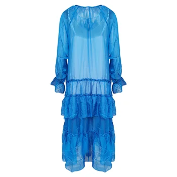 Vasaros Atsitiktinis Chiffion Atostogų Suknelė Moterims Kietas Pynimas Rankovės Elegantiškas Suknelės V-kaklo