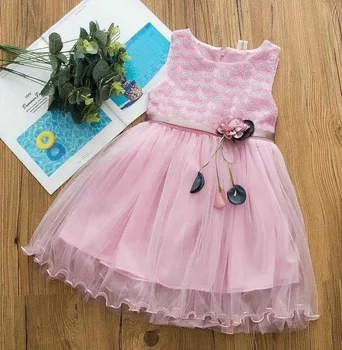 Mergaičių vasaros suknelė vaikai mados berankovis suknelė vaikų gimtadienio suknelės, drabužiai, kūdikių mergaitės mielas tinklelio suknelė 2-7T
