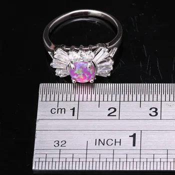 Vestuvių Žiedas Pink Fire Opal Solitaire Sidabro Padengtą Argent Papuošalai Jav# Dydis 6 7 8 9 SF1265