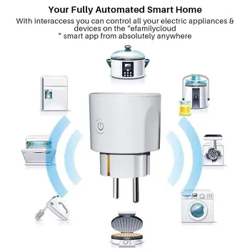 Smart WiFi Plug ES WiFi Lizdas 16A Su Laiko APP Kontrolės,Suderinama Alexa 