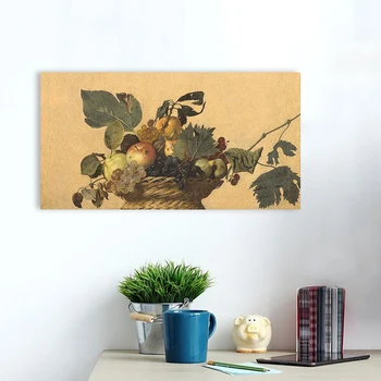 Krepšelis vaisių Caravaggio Tapybos Šedevrų Medinis Rėmas, Drobės plakatas sienos Meno dekoras Miegamasis Namų Puošybai Įrėminti nuotraukas