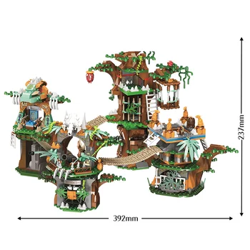 ERBO 1000pcs Kūrybos Dinozaurų Serijos Tree House Modelio Blokai Juros periodo Pasaulio Parkas Duomenys Plytų Žaislai Dovana Berniukas