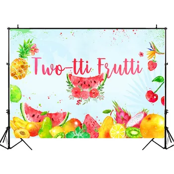 Twotti Frutti Fonas Atogrąžų Vaisių Gimtadienio Fotografijos Fone Arbūzas Gėlės Baby Shower Reklama Backdrops