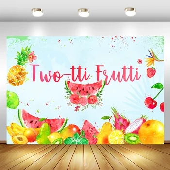 Twotti Frutti Fonas Atogrąžų Vaisių Gimtadienio Fotografijos Fone Arbūzas Gėlės Baby Shower Reklama Backdrops