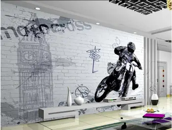 WDBH Pasirinktinius nuotraukų 3d tapetai Europos nostalgiškas motociklo charakterį fone namų dekoro kambarį tapetai, sienų ir 3 d