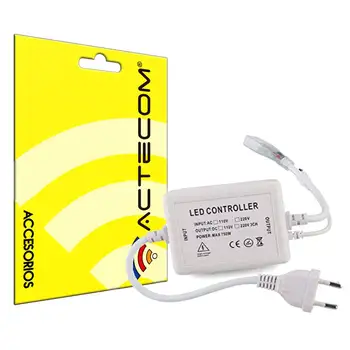 ACTECOM Controlador Dimeris 220v led 5050 con Mando a Distancia Infrarrojos IR (para Tiras de kaip 14mm Ancho, 10mm Entre Pušys) Blan