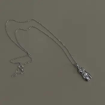 Ypatingą Dovaną Autentiški 925 Sterlingas sidabro, Aukso/Balta pusė Kūno Abstraktaus Meno Karoliai Pakabukas Fine Jewelry TLx562