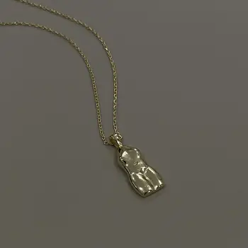 Ypatingą Dovaną Autentiški 925 Sterlingas sidabro, Aukso/Balta pusė Kūno Abstraktaus Meno Karoliai Pakabukas Fine Jewelry TLx562