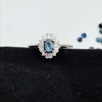 925 Sterlingas Sidabro Natūralaus Safyro Žiedas Mėlynas Žiedas, Moterų-geriausia dovana ypatinga dovana naujas dizainas