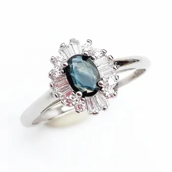 925 Sterlingas Sidabro Natūralaus Safyro Žiedas Mėlynas Žiedas, Moterų-geriausia dovana ypatinga dovana naujas dizainas