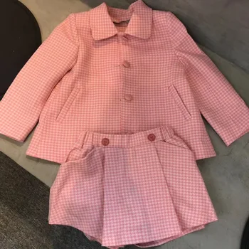 2020 Merginos nustatyti rožinės spalvos paltas + šortai, drabužiai nustatyti, aukštos kokybės drabužiai vaikams