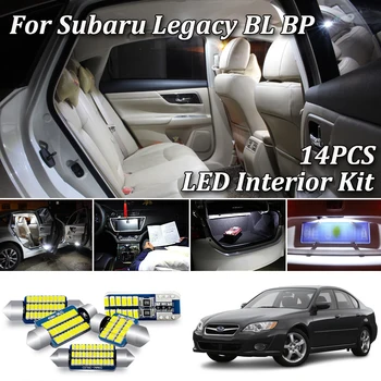 14Pcs Canbus LED Interjero Šviesos Subaru 4 B4 BE5 BP BP5 Sedanas Sedanas LED Interjero Licenciją plokštelės Šviesos (2004-2009 m.)