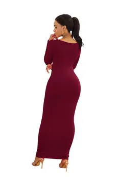 ZITY Seksuali Moteris Slim Maxi Suknelės 2020 M. Pavasarį Naujas Kieto ilgomis Rankovėmis, O ant Kaklo Ponios Paprasta Aukštos Tampri Bodycon Paketo Hip Ilgai