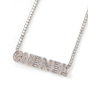 The Bling Karalius Naujas Aukso Mažas Batono Laišką Atgal Užsegimas Pakabukas Karoliai Žodžiai Pavadinimas Teniso Chain16inch Choker