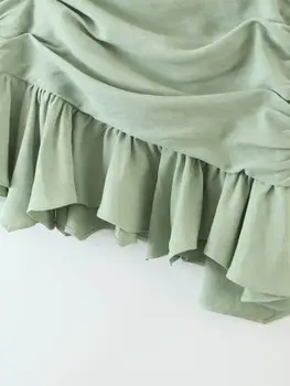 Naujas Moterų mados vientisos spalvos klostuotas asimetriškas sijonas faldas mujer ponios atgal užtrauktuką vestidos elegantiškas ruffles hem sijonai QUN654